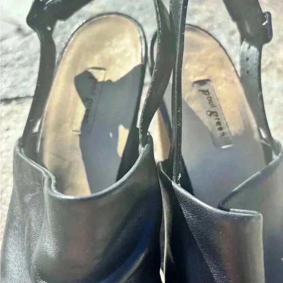 Paul Green Waverly Black Leather Slingback Block Heels Sandals Women's SizeUS 11 - Picture 6 of 9